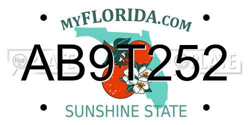 AB9T252 Florida License Plate