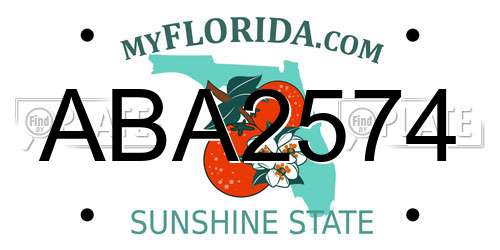ABA2574 Florida License Plate