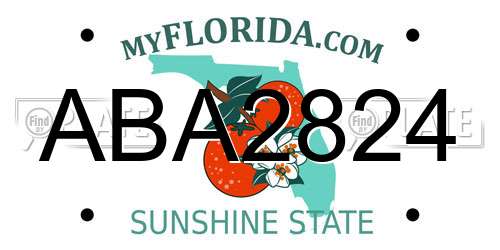 ABA2824 Florida License Plate