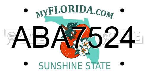ABA7524 Florida License Plate