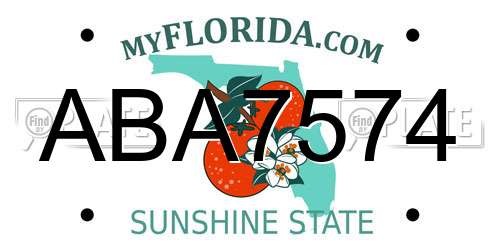 ABA7574 Florida License Plate