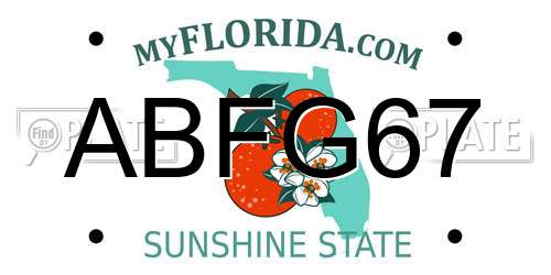 ABFG67 Florida License Plate