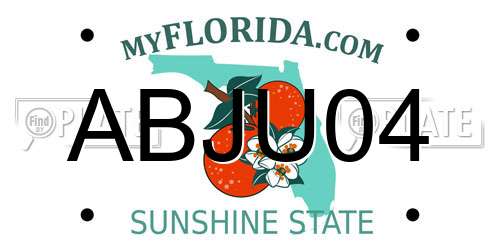 ABJU04 Florida License Plate