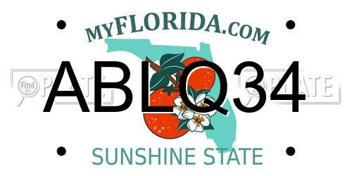 ABLQ34 Florida License Plate