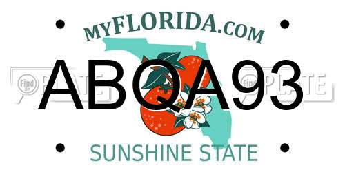 ABQA93 Florida License Plate