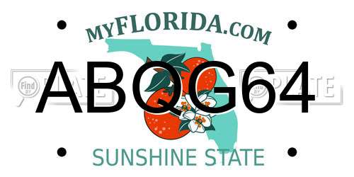 ABQG64 Florida License Plate