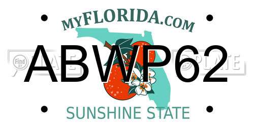 ABWP62 Florida License Plate