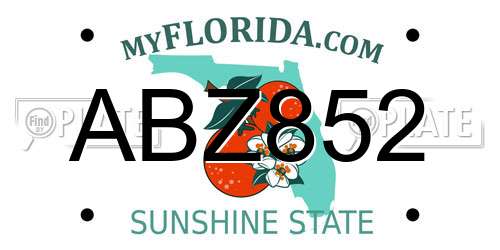 ABZ852 Florida License Plate