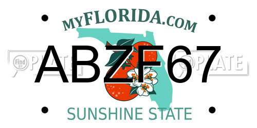 ABZF67 Florida License Plate