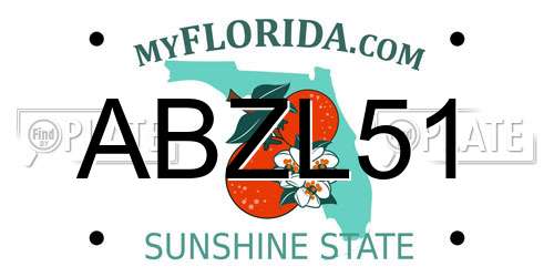 ABZL51 Florida License Plate