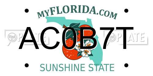 AC0B7T Florida License Plate