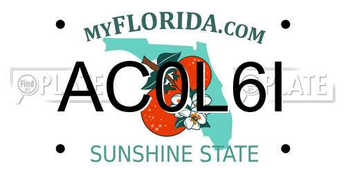 AC0L6I Florida License Plate