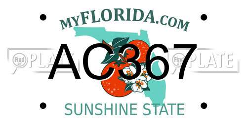 AC367 Florida License Plate
