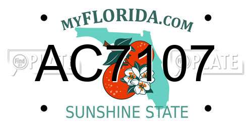 AC7107 Florida License Plate