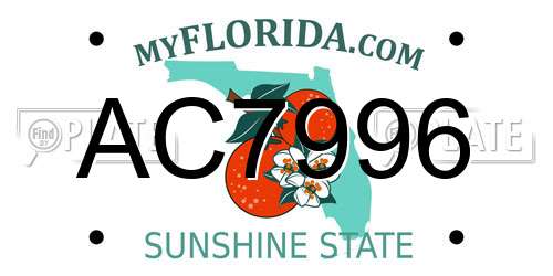 AC7996 Florida License Plate