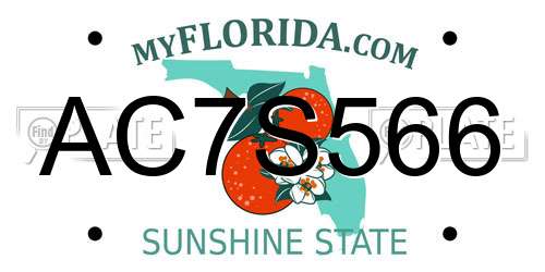 AC7S566 Florida License Plate