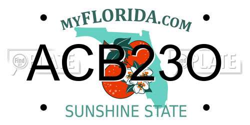 ACB23O Florida License Plate