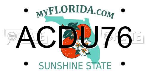 ACDU76 Florida License Plate