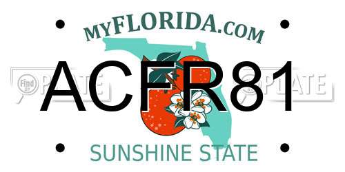 ACFR81 Florida License Plate