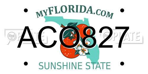 ACO827 Florida License Plate