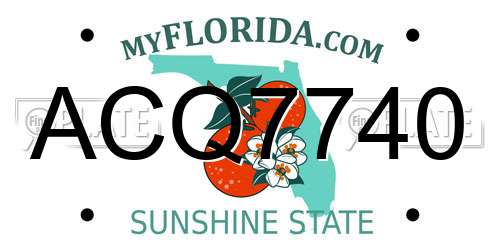 ACQ7740 Florida License Plate