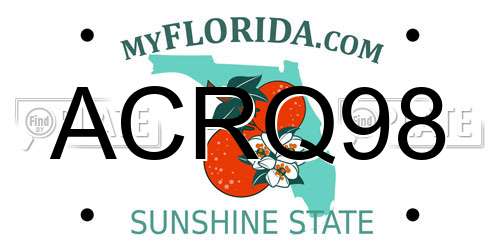 ACRQ98 Florida License Plate