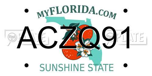 ACZQ91 Florida License Plate