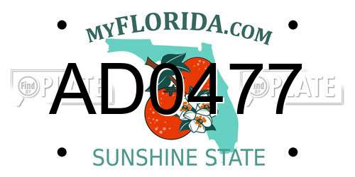AD0477 Florida License Plate