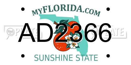 AD2366 Florida License Plate