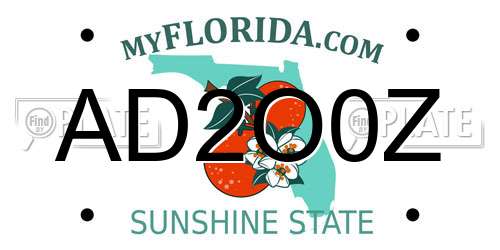 AD2O0Z Florida License Plate