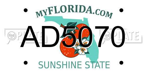 AD5070 Florida License Plate