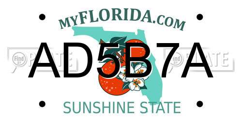 AD5B7A Florida License Plate