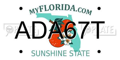 ADA67T Florida License Plate