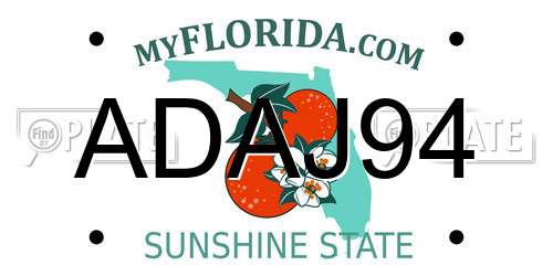 ADAJ94 Florida License Plate
