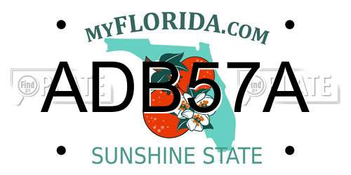 ADB57A Florida License Plate