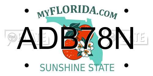 ADB78N Florida License Plate