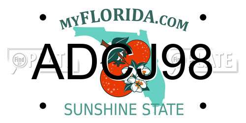 ADCJ98 Florida License Plate