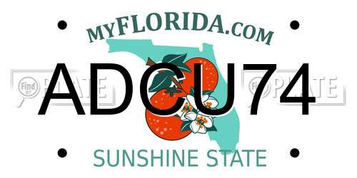 ADCU74 Florida License Plate