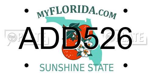 ADD526 Florida License Plate