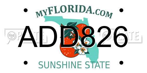 ADD826 Florida License Plate