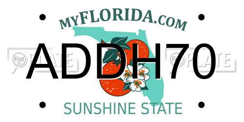 ADDH70 Florida License Plate