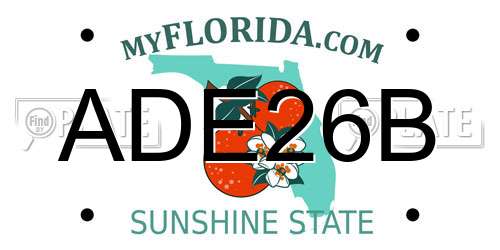 ADE26B Florida License Plate