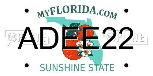 ADEE22 Florida License Plate