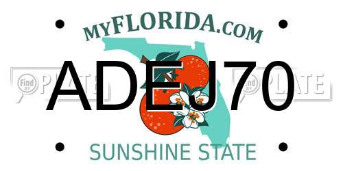 ADEJ70 Florida License Plate
