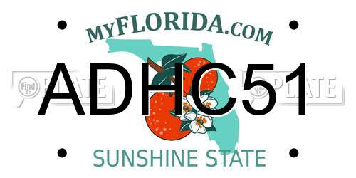 ADHC51 Florida License Plate