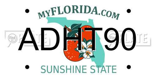 ADHT90 Florida License Plate