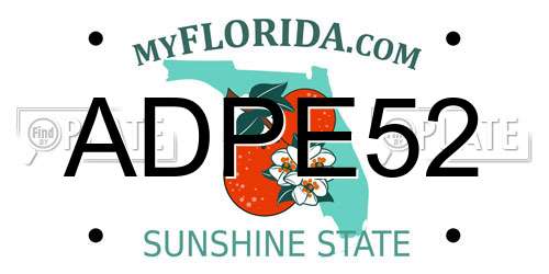 ADPE52 Florida License Plate