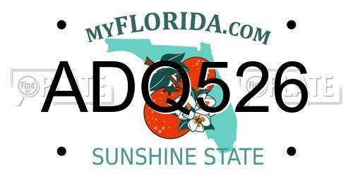 ADQ526 Florida License Plate