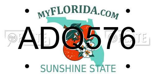 ADQ576 Florida License Plate