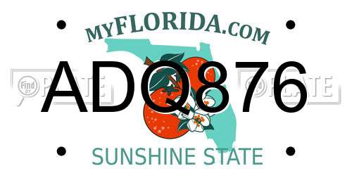 ADQ876 Florida License Plate